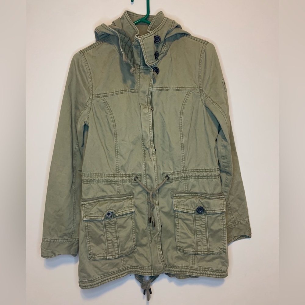 Abercrombie & Fitch Olive Green Utility Jacket with Hood